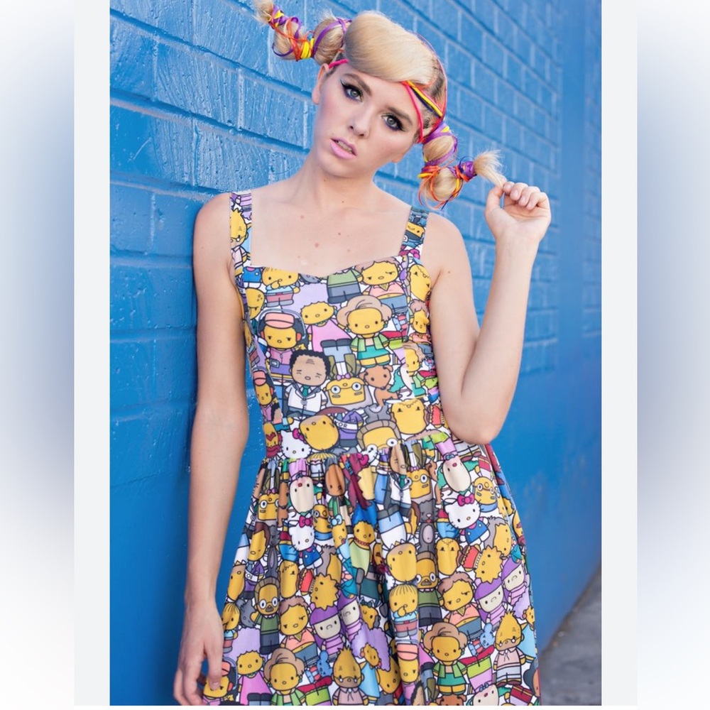 Simpsons x Hello kitty Dress Character Print new Lisa Marge Homer Simpson XL